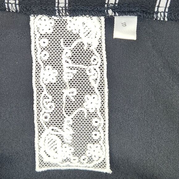 Sadie & Sage Midi Skirt Size Small Black White Pinstripes Menswear Summer Boho - Picture 5 of 10